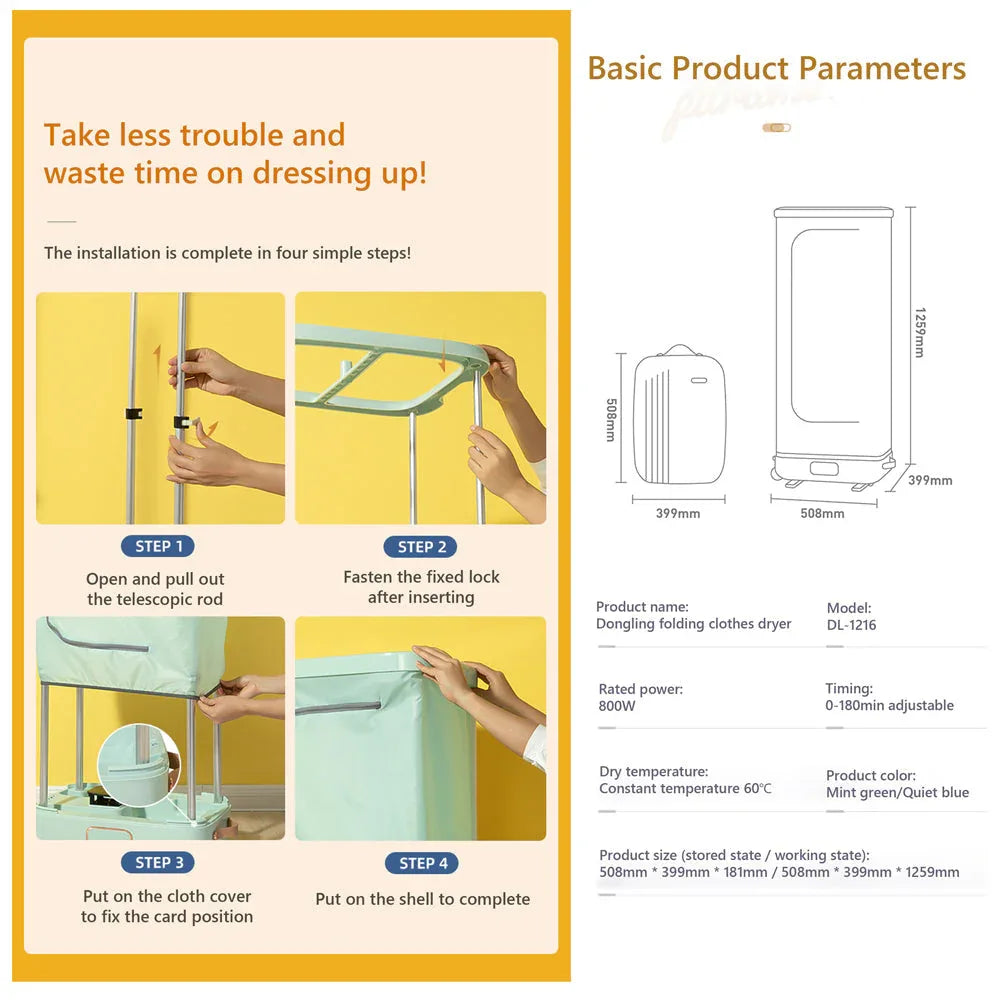 Hoper Layer Foldable Clothes Dryer Household Dryer Portable Quick Drying Mites Removal - Mekamart Australia