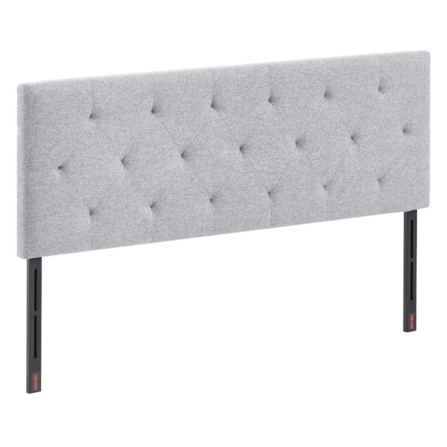 VEVOR Headboard, Full Size Headboard with Adjustable Height, Comfortable Diamond Tufted for Full Size Bed, W 56.3 x H(35.6-47.4)inches, Ideal for Bedroom, Hotel, Homestay, Dormitory, Light Grey