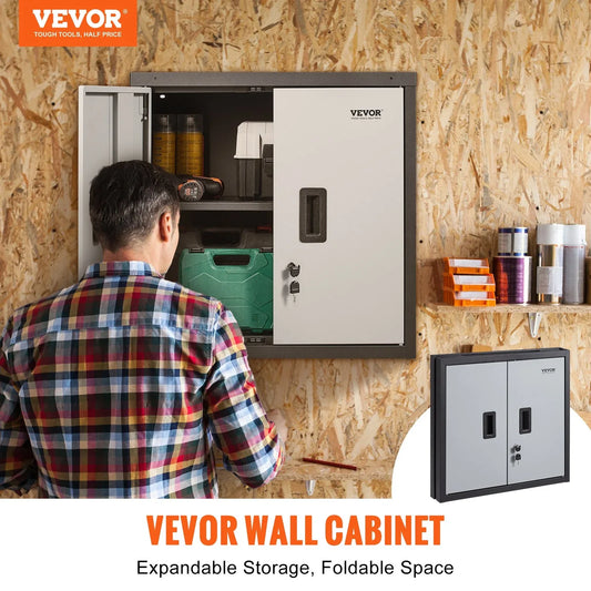 VEVOR Foldable Wall Cabinet Garage Cabinet Wall Mounted 26 - Mekamart Australia