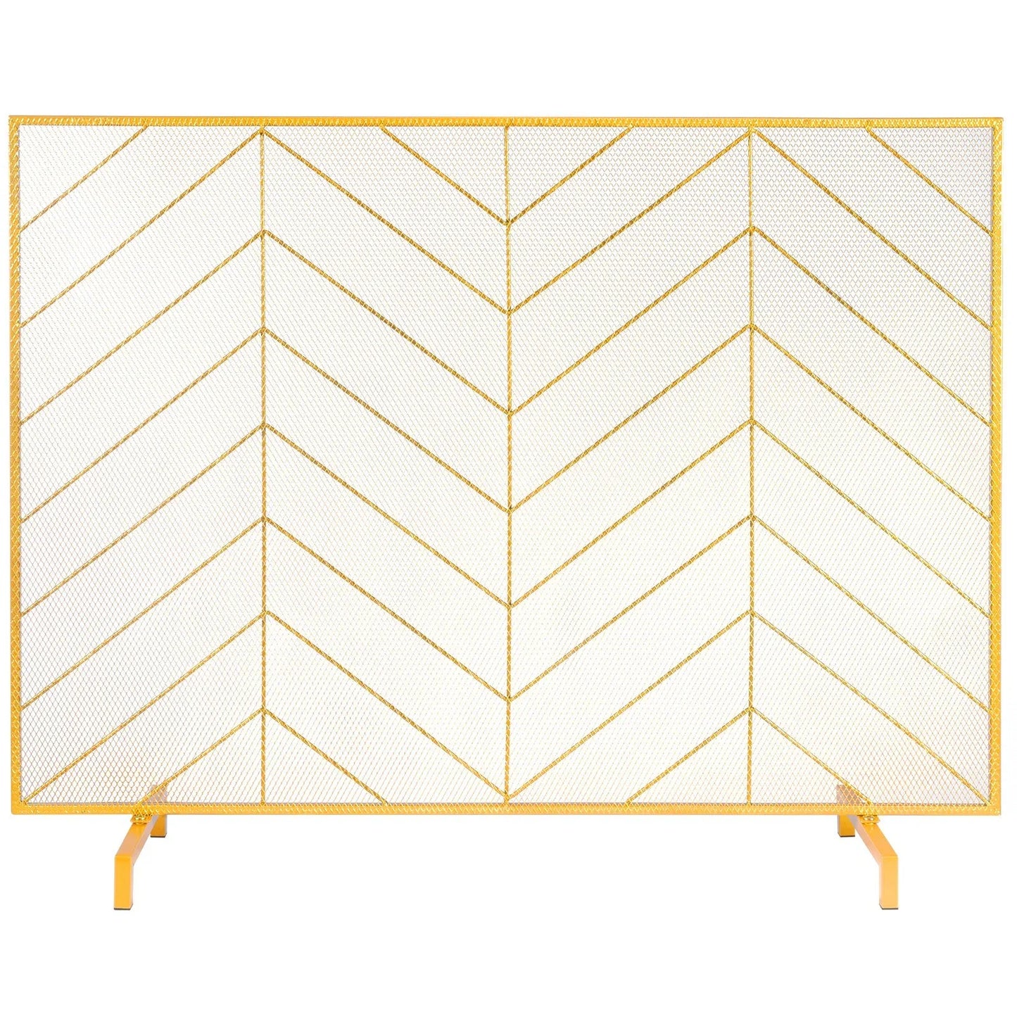 VEVOR 980x758MM Fireplace Screen 1-Panel Iron Mesh Spark Guard Modern Gold - Mekamart Australia