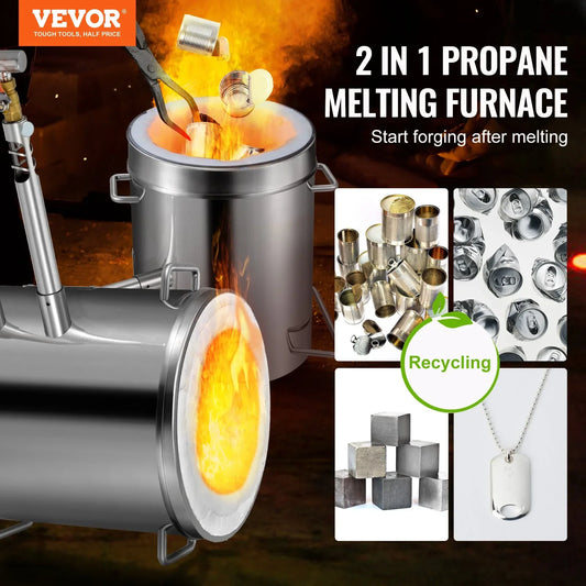 VEVOR 12KG Propane Smelting Furnace Kit Melting Furnace Double Burners 2700℉ - Mekamart Australia