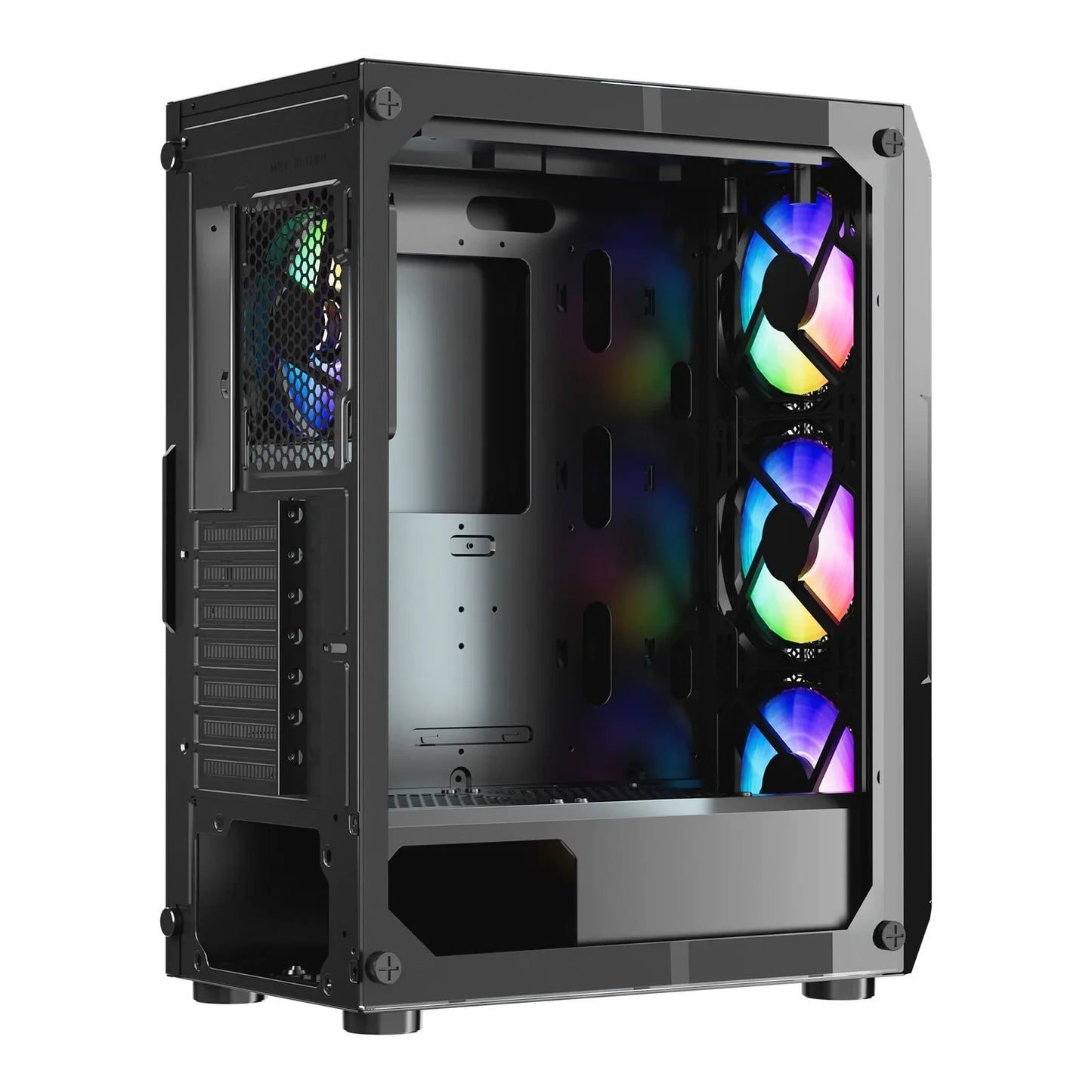 VEVOR Mid-Tower ATX PC Gaming Case Computer Case Box with 4 x 120 mm ARGB Fans - Mekamart Australia