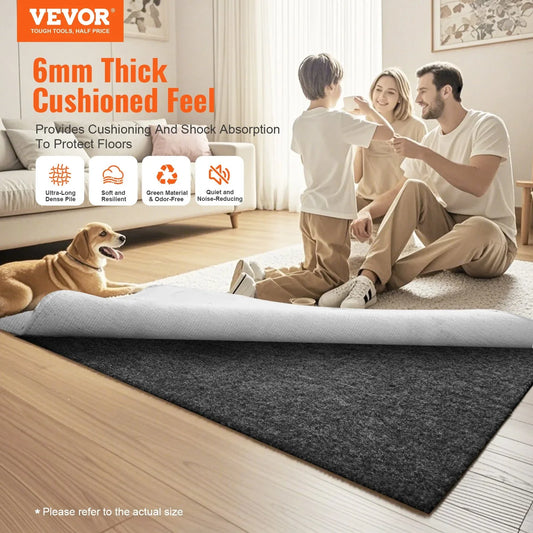 VEVOR Non Slip Rug Pad Gripper 9' x 12' Carpet Mat 0.24" Thick for All Floor - Mekamart Australia