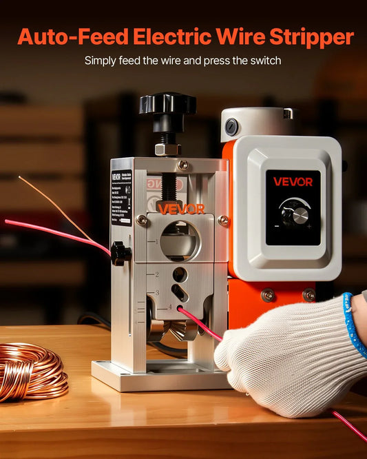 VEVOR Electric Wire Stripping Machine, 1.5-40 mm, 400W Automatic Motorized Cable Stripper, 9.84 IPS (15 m/min) Wire Peeler with Alloy Blades, V-Shaped Rollers, Cooling Fan, for Scrap Copper Recycling - Mekamart Australia