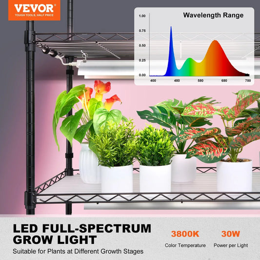 VEVOR Plant Stand with Grow Light 6 Tiers 180W 180 cm Indoor Plant Grow Shelf - Mekamart Australia