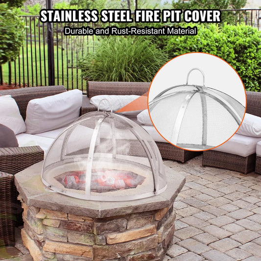 VEVOR Firepit Spark Screen Lid, 36" Diameter, Outdoor Firepit Ring Cover Round Accessories, Fire Pit Metal Cover, Easy-Opening Stainless Steel Fire Ring Covers for Outdoor Patio Fire Pits Backyard - Mekamart Australia