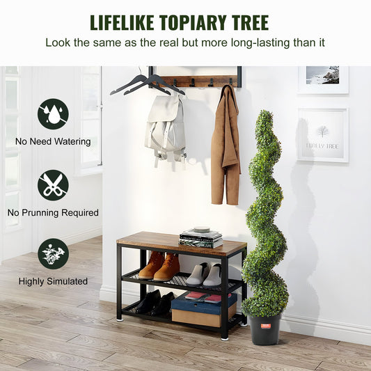 VEVOR 2 Pack 152.4cm Artificial Boxwood Topiary Tree Faux Plant UV Decor In/Outdoor