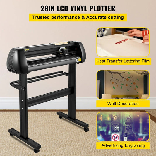 VEVOR Vinyl Cutter, 28inch Paper Feed Cutting Plotter Bundle, Adjustable Force & Speed Vinyl Printer with Powerful Stepper Motors, Signmaster Software Bundle Kit Compatible with Windows System - Mekamart Australia