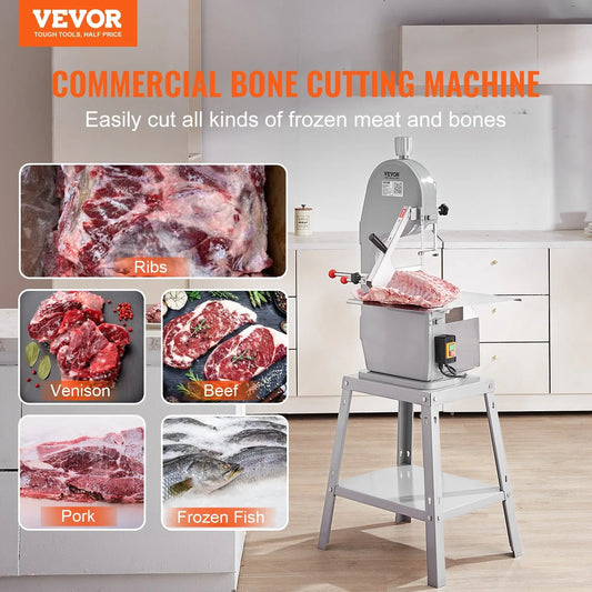 VEVOR 1500W Commercial Electric Meat Bandsaw Stainless Steel Bone Sawing Machine - Mekamart Australia