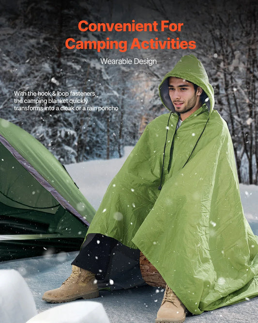 VEVOR Camping Blanket 2 m x 1.5 m Wearable Warm Stadium Blanket Army Green - Mekamart Australia