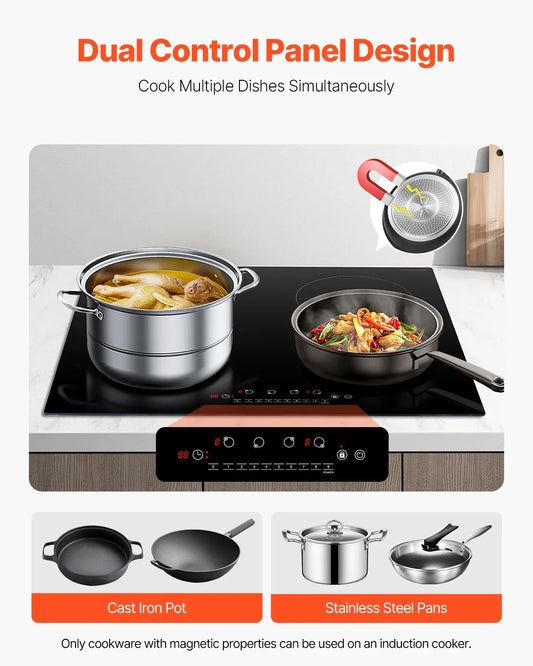 VEVOR 6000W 4 Burner Induction Cooktop Electric Countertop Burner Touch Control - Mekamart Australia