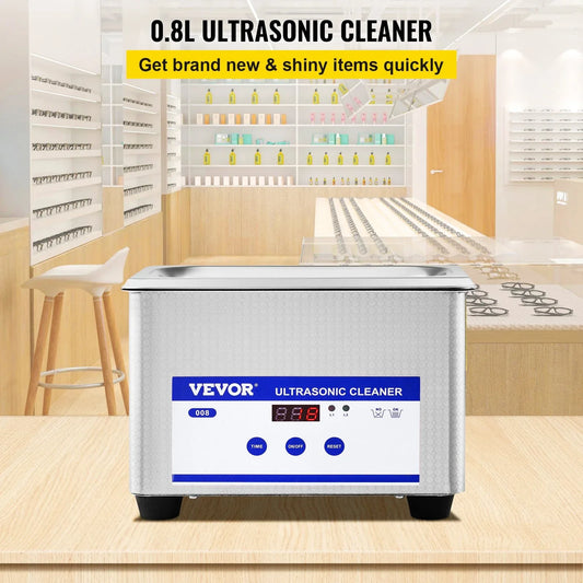 VEVOR 0.8L Professional Ultrasonic Cleaner 304 Stainless Steel Digital Lab Ultrasonic Cleaner with Timer for Jewelry Watch Glasses Circuit Board Dentures Small Parts Dental Instrument (0.8L) - Mekamart Australia
