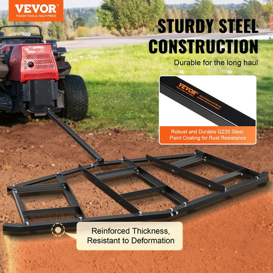 VEVOR Driveway Drag, 84" Width Tow Behind Drag Harrow, Q235 Steel Driveway Grader with Adjustable Bars, Support up to 50 lbs, Driveway Tractor Harrow for ATVs, UTVs, Garden Lawn Tractors - Mekamart Australia