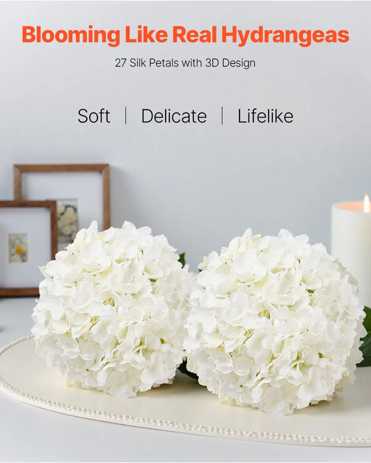 VEVOR Artificial Flowers, 105 pcs Real Looking White Silk Fake Hydrangea Bulk, White Faux Bridal Shower with Stems for DIY Wedding Bouquets, Home Centerpieces Arrangements, Party Tables Decorations - Mekamart Australia