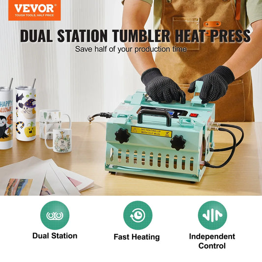 VEVOR Tumbler Heat Press Machine 2 Station Heaters 11-30oz Mug Press Sublimation - Mekamart Australia