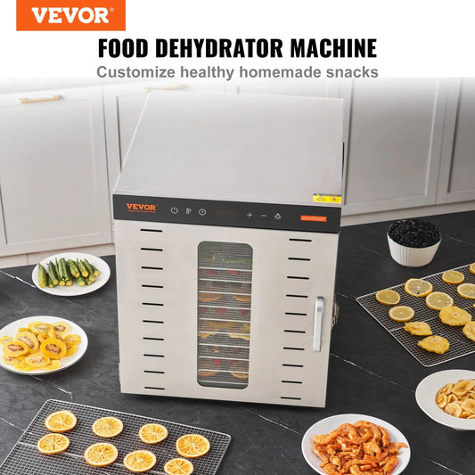VEVOR 10 Trays Food Dehydrator Machine Stainless Steel 1000W Jerky Fruit Drying - Mekamart Australia
