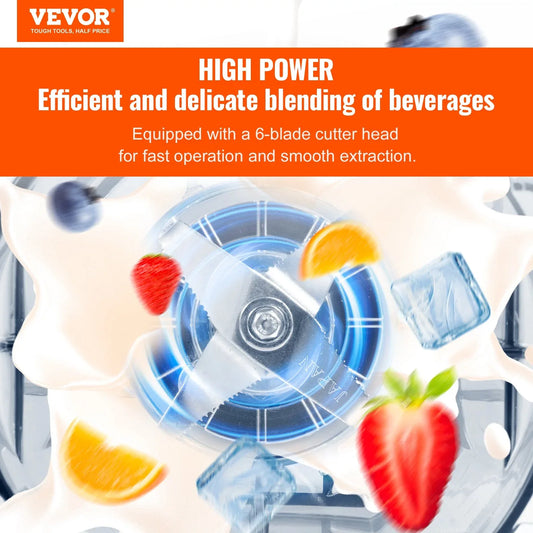 VEVOR Professional Blender with Shield, Commercial Countertop Blenders, 2L Jar Blender Combo, Stainless Steel 9 Speed & 5 Functions Blender, for Shakes, Smoothies, Peree, and Crush Ice, Black - Mekamart Australia