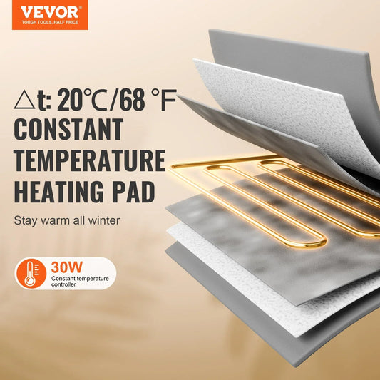 VEVOR Elevated Heated Cat House, Cuboid Kitty Shelter with Adjustable Temperature and Timer, 900D Oxford Cloth Foldable Cat Shelter with Heated Pad for Winter to Stay Warm and Cozy, Green (Large) - Mekamart Australia