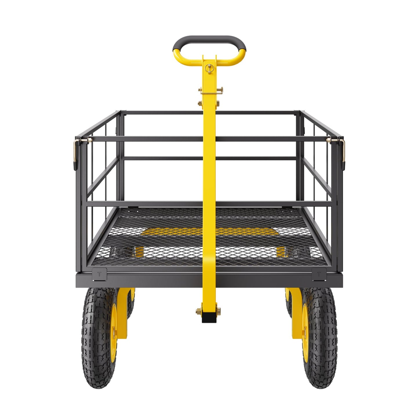 VEVOR 1400 Lbs Steel Garden Cart, Heavy Duty Pullable Garden Wagon Yard Cart, 2 in 1 Outdoor Metal Utility Wagon Yard Trailer with 13" All Terrain Tires, Mesh Removable Sides and 180°Rotating Handle