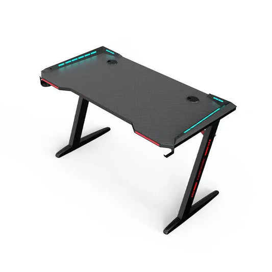 Gaming Desk with LED Lights Computer Desk Z Shaped Desk - Red - Mekamart Australia