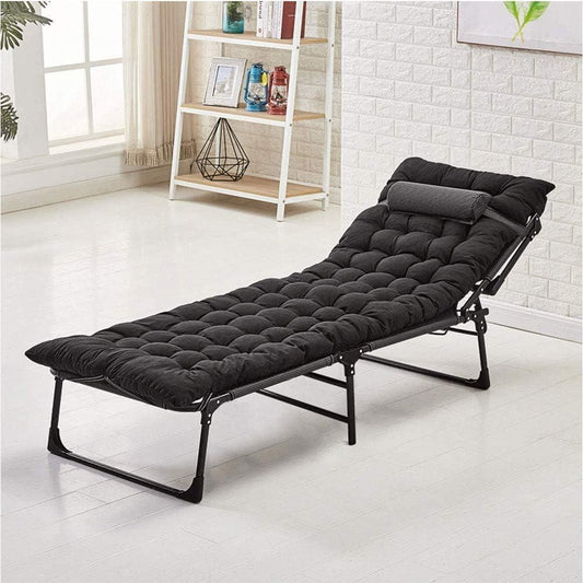 Folding Lounger Zero Gravity Recliner Garden Sun Chair - Black - Mekamart Australia