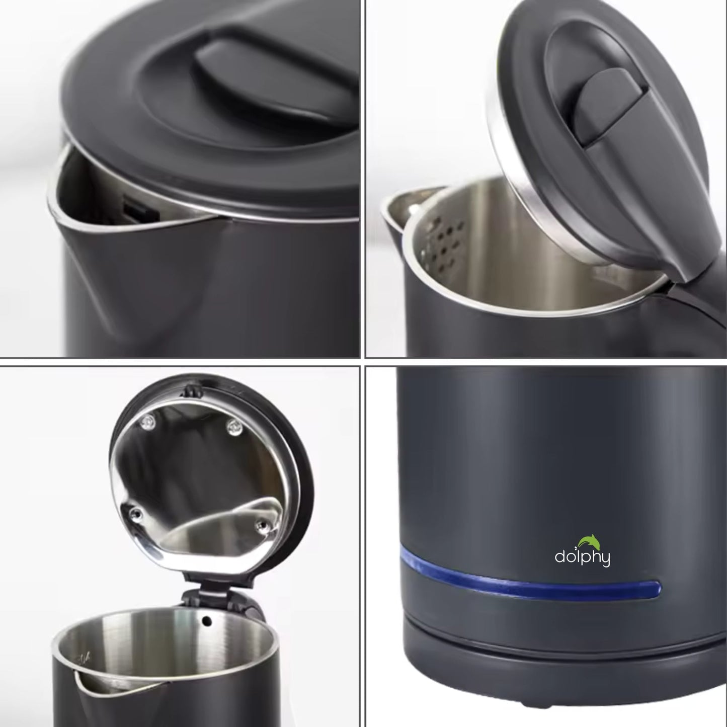 0.8L Electric Kettle Matt Black With Light Design