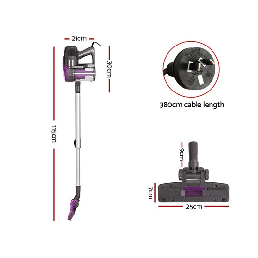 Devanti Stick Vacuum Cleaner Bagless Corded 500W Purple - Mekamart Australia