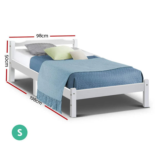 Artiss Bed Frame Single Size Wooden White LEXI - Mekamart Australia