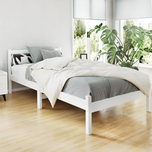 Artiss Bed Frame King Single Size Wooden White SOFIE - Mekamart Australia