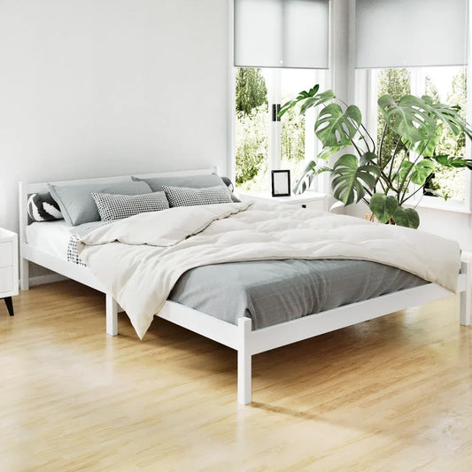 Artiss Bed Frame Queen Size Wooden White SOFIE - Mekamart Australia