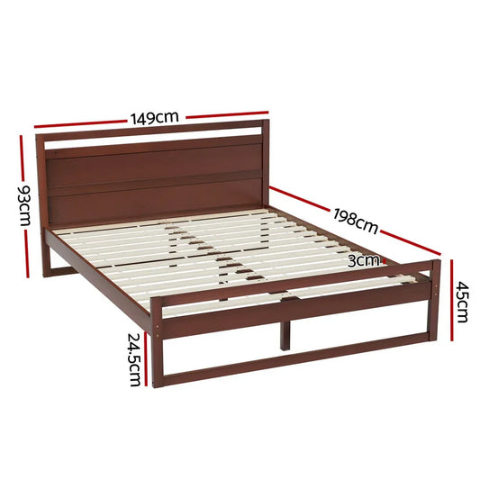 Artiss Bed Frame Double Size Wooden Walnut WITTON - Mekamart Australia