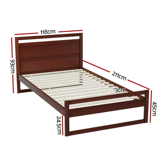 Artiss Bed Frame King Single Size Wooden Walnut WITTON - Mekamart Australia