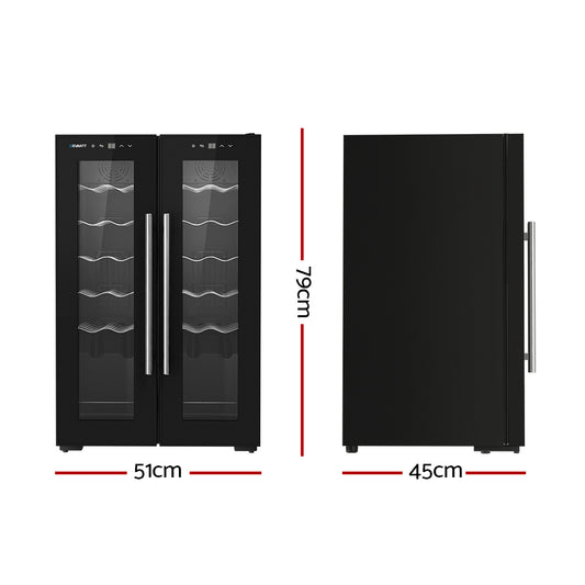 Devanti Wine Fridge Cooler Dual Zone 24 Bottles - Mekamart Australia