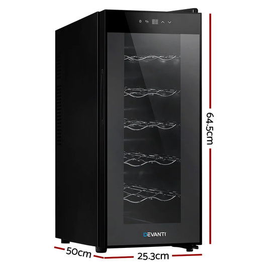 Devanti Wine Fridge Cooler 12 Bottles - Mekamart Australia