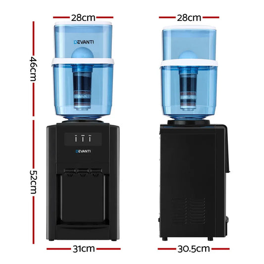22L Devanti Water Cooler Dispenser Bench Top 3 Taps Chiller Filter Purifier Three Taps Balck - Mekamart Australia
