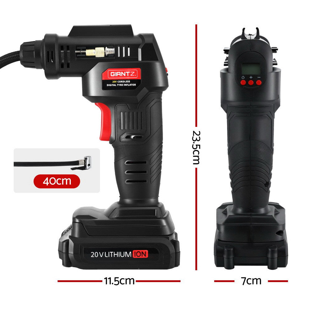 Giantz Cordless Tyre Inflator Portable Air Compressor Pump 20V 120PSI Digital LED
