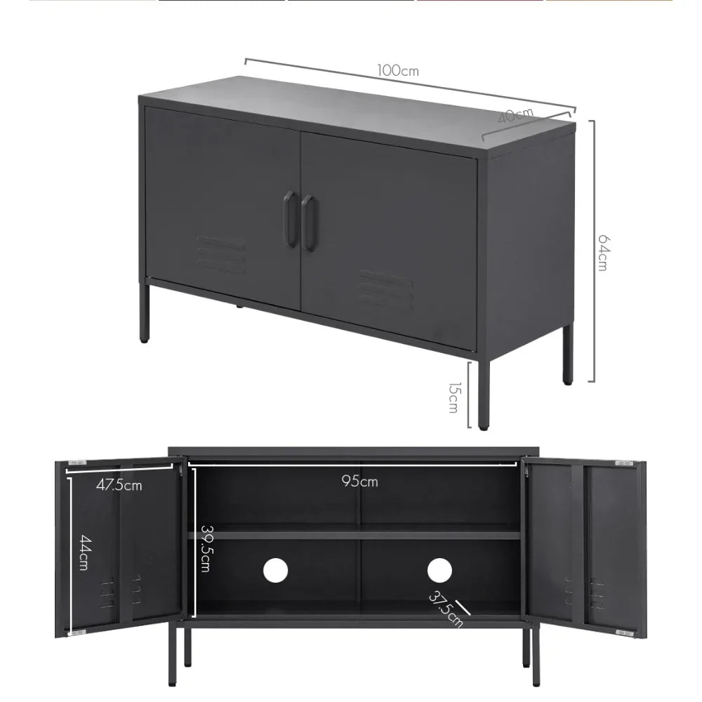 Artiss Buffet Sideboard Metal Cabinet - BASE Charcoal - Mekamart Australia