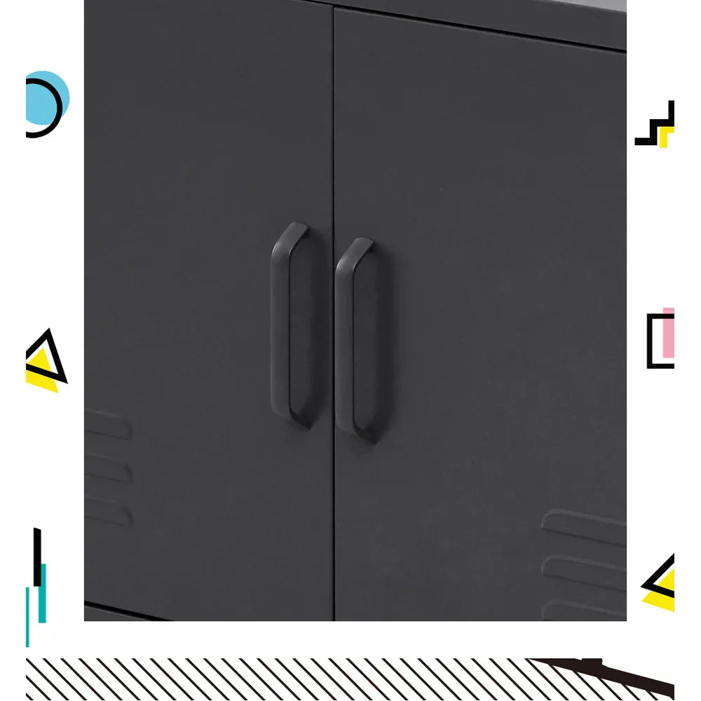 Artiss Buffet Sideboard Metal Cabinet - BASE Charcoal - Mekamart Australia