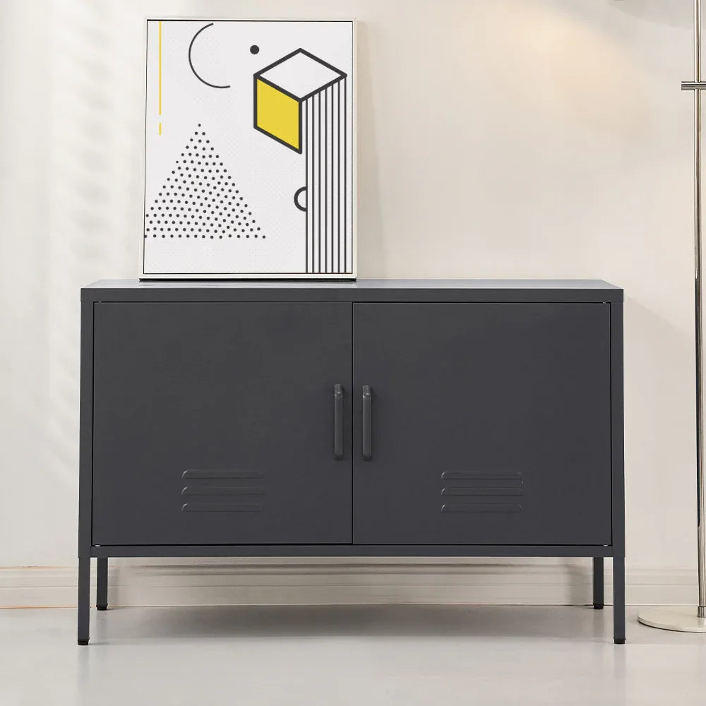 Artiss Buffet Sideboard Metal Cabinet - BASE Charcoal - Mekamart Australia