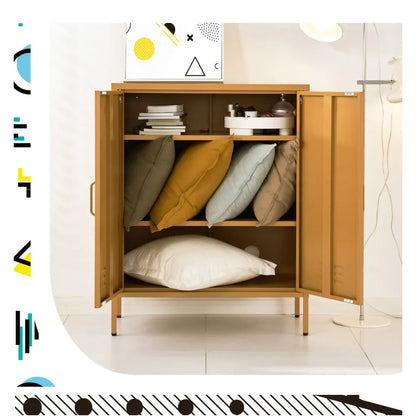 Artiss Buffet Sideboard Metal Cabinet - SWEETHEART Yellow - Mekamart Australia