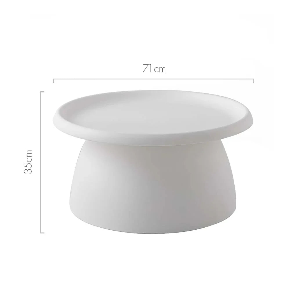 Artiss Coffee Table Round 71CM Plastic White - Mekamart Australia
