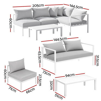 Gardeon 4 Seater Outdoor Sofa Set Aluminium Lounge Setting - Mekamart Australia