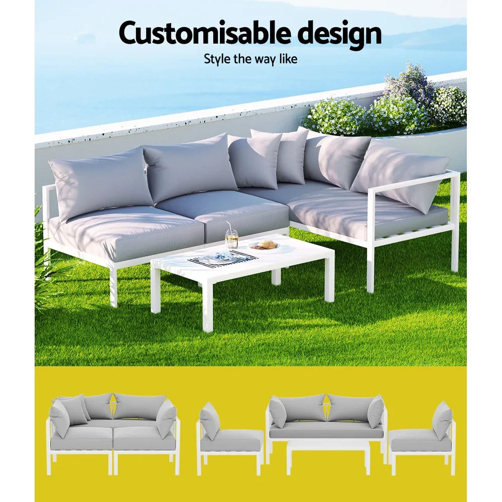 Gardeon 4 Seater Outdoor Sofa Set Aluminium Lounge Setting - Mekamart Australia