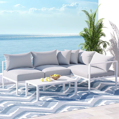 Gardeon 4 Seater Outdoor Sofa Set Aluminium Lounge Setting - Mekamart Australia