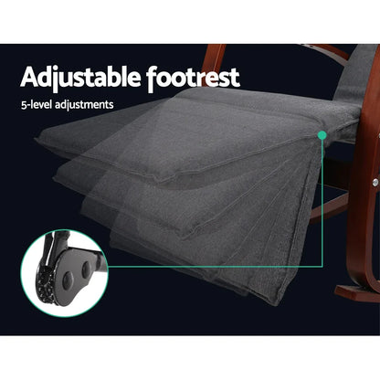 Artiss Rocking Armchair Footrest Nursing Charcoal Afton - Mekamart Australia