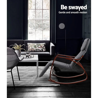 Artiss Rocking Armchair Footrest Nursing Charcoal Afton - Mekamart Australia