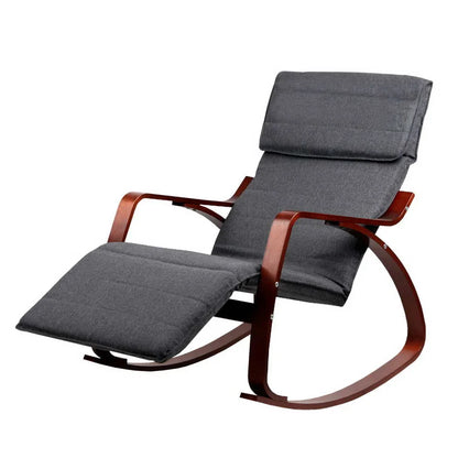 Artiss Rocking Armchair Footrest Nursing Charcoal Afton - Mekamart Australia