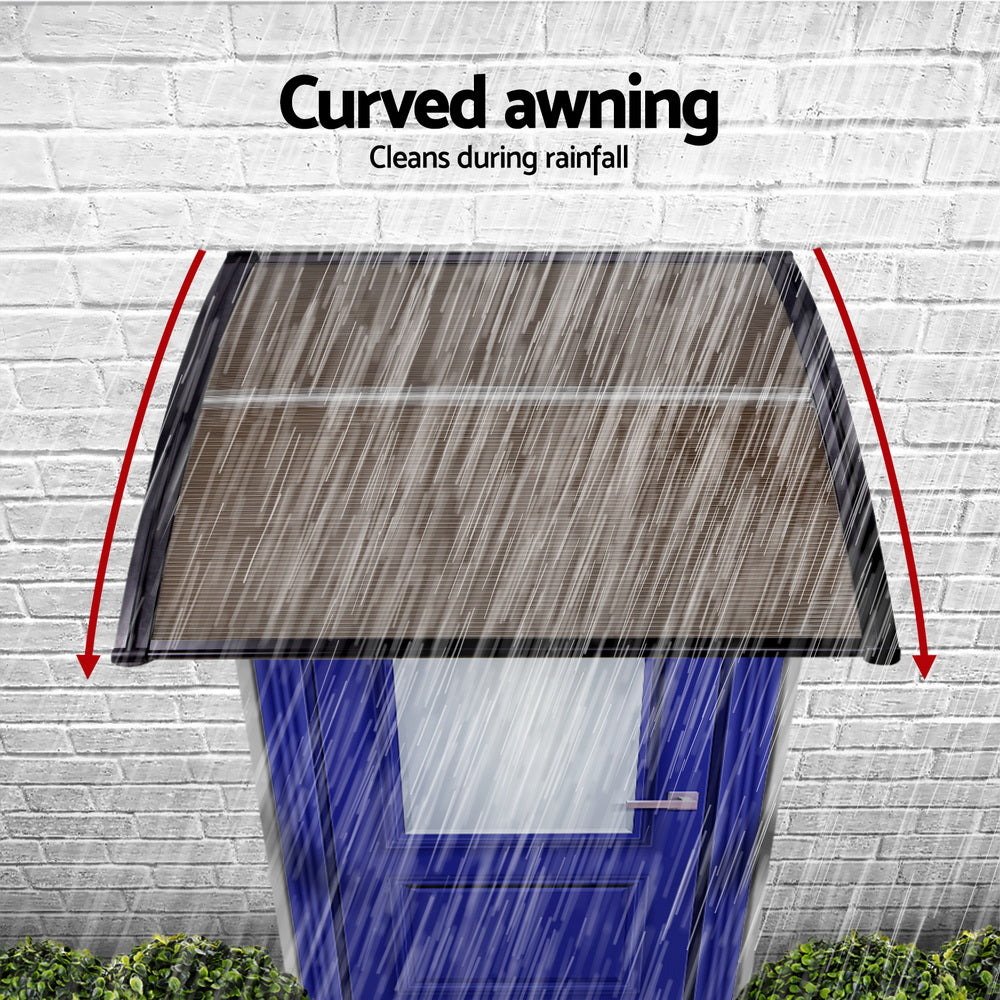 Instahut Window Door Awning 0.8mx1m Brown