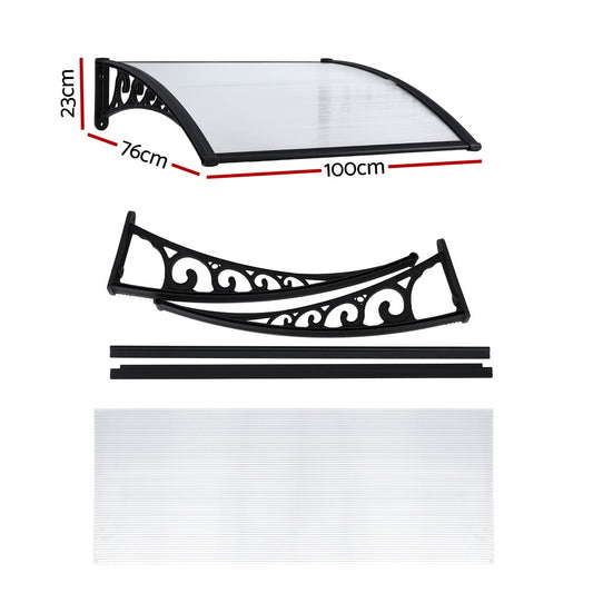 Instahut Window Door Awning 0.8mx1m Transparent