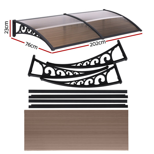 Instahut Window Door Awning 0.8mx2m Brown